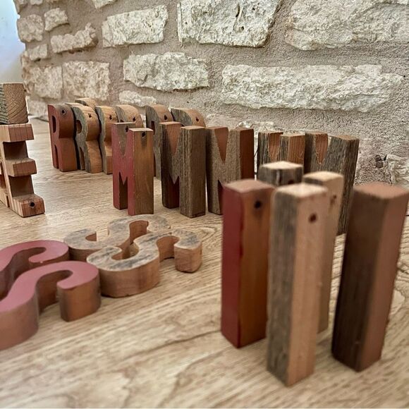 Rustic Reclaimed 3D Wood Painted Toy Soldiers Letter Cutouts Shapes - Picture 12 of 16